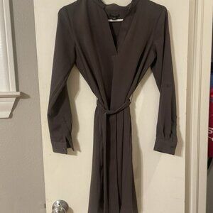 Ann Taylor Petite Mandarin Collar Notch V-Neck Knit Shift Dress Loden Size XSP